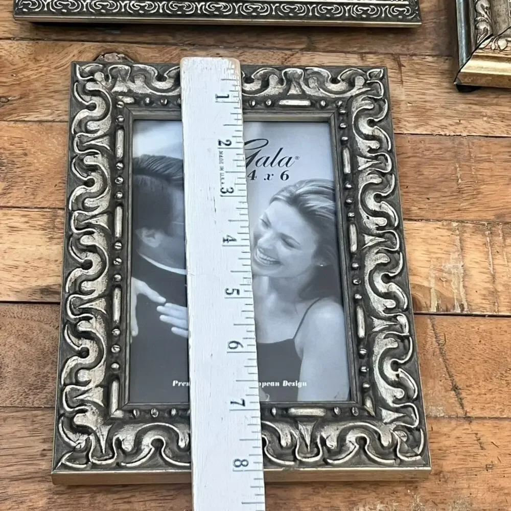 Ornate Pewter Picture Frames Set Of 3 Different Sizes